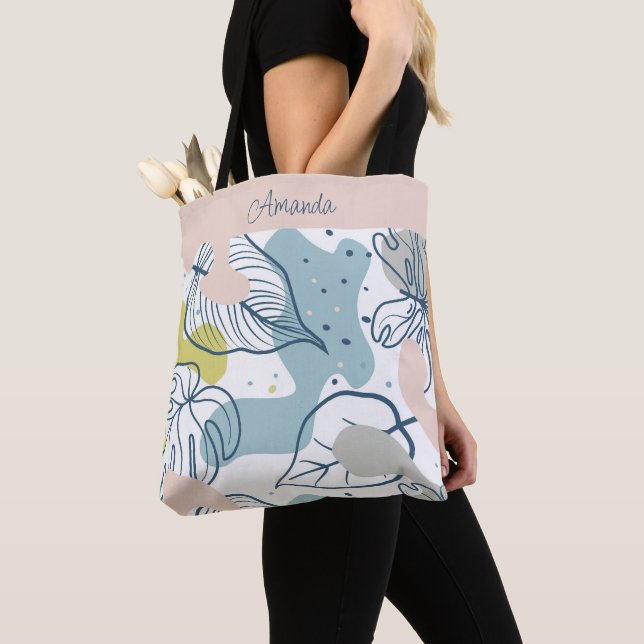 Pastellfarben Blätter und Bio Formen Tasche (Von Nahem)