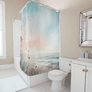 Pastellfarben Blau Pink Beach Duschvorhang