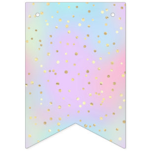 Pastellfarben Blau Rosa Lila kleines Helles Golden Wimpelkette
