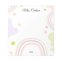 Pastellfarben Boho-Regenbogen-Lehrer-Notizblock