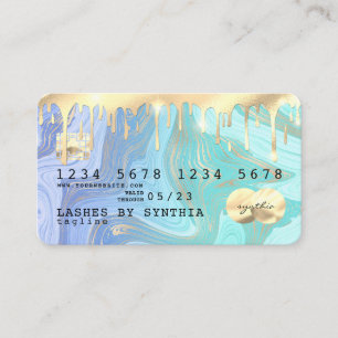 Pastellfarben-Einhorn-Aqua-Goldmarmor Kreditkarte Visitenkarte