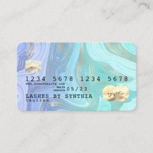 Pastellfarben-Einhorn-Aqua-Goldmarmor Kreditkarte Visitenkarte