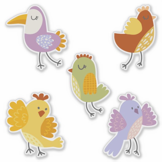 Pastellfarben-Fliesenmuster von Funny Vögeln Aufkleber (Vorderseite)