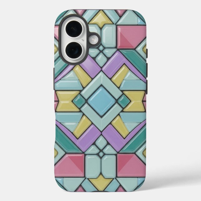 pastellfarben gekachelt iPhone 16 hülle (Rückseite)