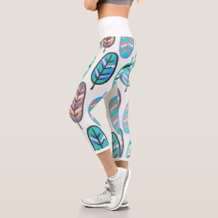 Pastellfarben Helle türkisfarbene Blätter Leggings