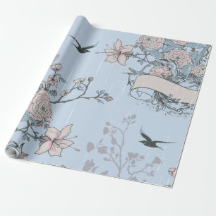 Pastellfarben im asiatischen Stil, rosa Lilien und Geschenkpapier