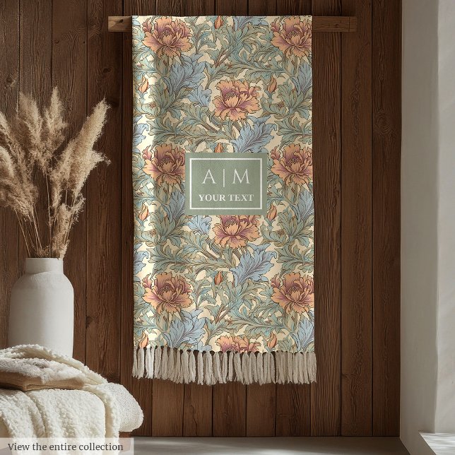 Pastellfarben im romantischen Morris-Stil werfen e Fleecedecke (Romantic Morris style pastel colors throw blanket)