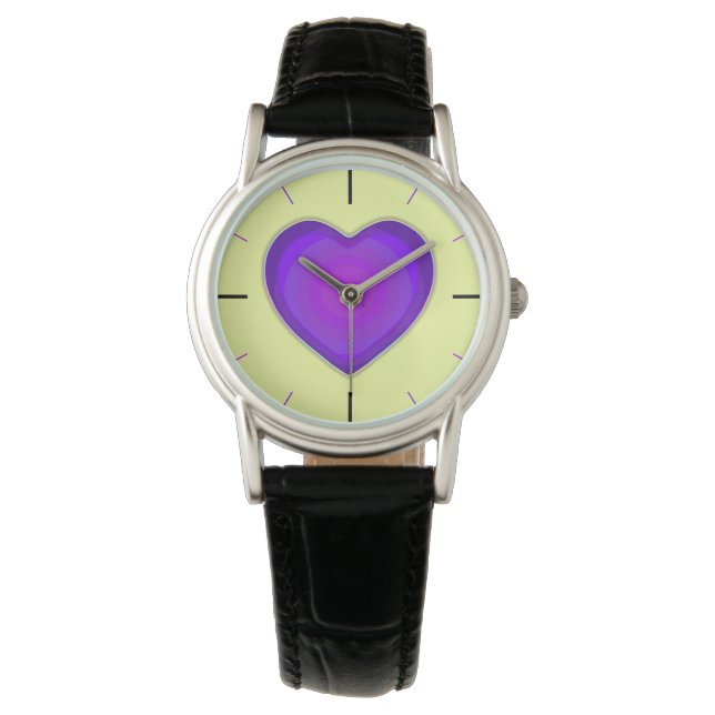 Pastellfarben & lila Herzen schlagen Armbanduhr (Vorderseite)