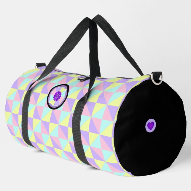 Pastellfarben & lila Herzen schlagen Duffle Bag (Linke Ecke)
