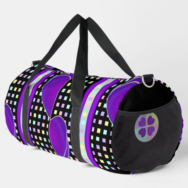 Pastellfarben & lila Herzen schlagen Duffle Bag (Rechte Ecke)