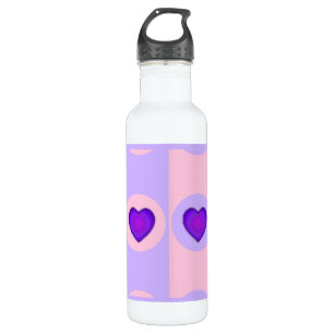 Pastellfarben & lila Herzen schlagen Edelstahlflasche