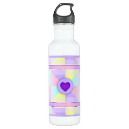 Pastellfarben & lila Herzen schlagen Edelstahlflasche