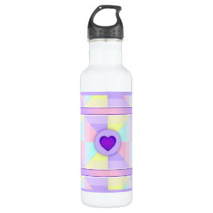 Pastellfarben & lila Herzen schlagen Edelstahlflasche