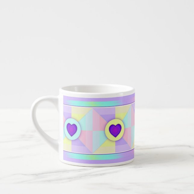 Pastellfarben & lila Herzen schlagen Espressotasse (Links)