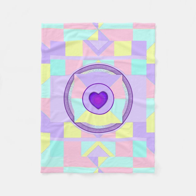 Pastellfarben & lila Herzen schlagen Fleecedecke (Vorderseite)