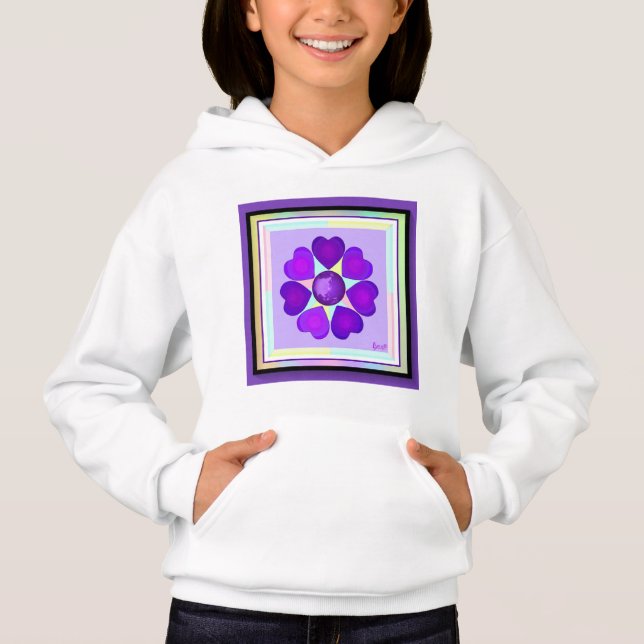 Pastellfarben & lila Herzen schlagen Hoodie (Vorderseite)