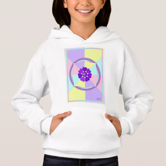 Pastellfarben & lila Herzen schlagen Hoodie (Vorderseite)