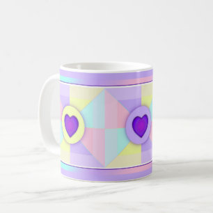 Pastellfarben & lila Herzen schlagen Kaffeetasse