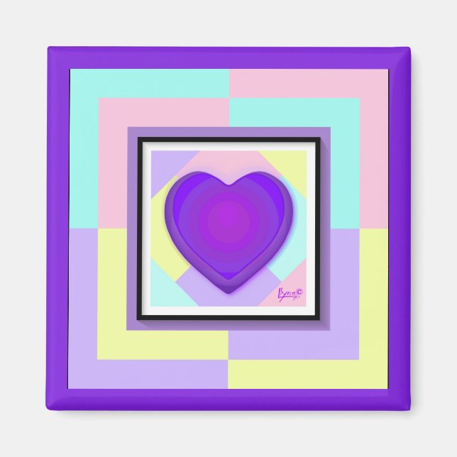 Pastellfarben & lila Herzen schlagen Magnet (Vorne)