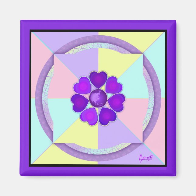 Pastellfarben & lila Herzen schlagen Magnet (Vorne)