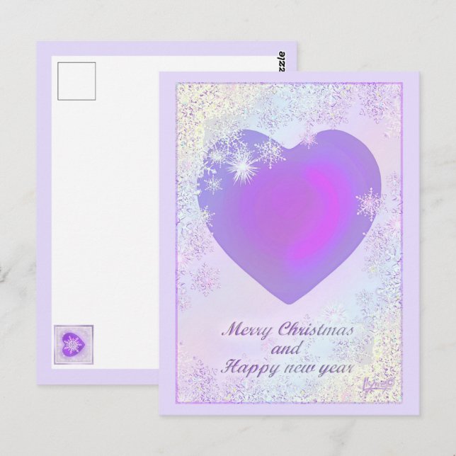 Pastellfarben & lila Herzen schlagen Postkarte (Vorne/Hinten)