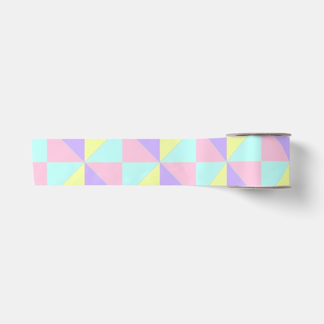 Pastellfarben & lila Herzen schlagen Satinband (Vorderseite)