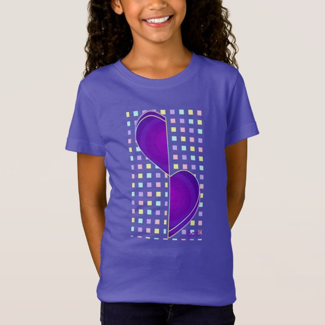 Pastellfarben & lila Herzen schlagen T-Shirt (Vorderseite)