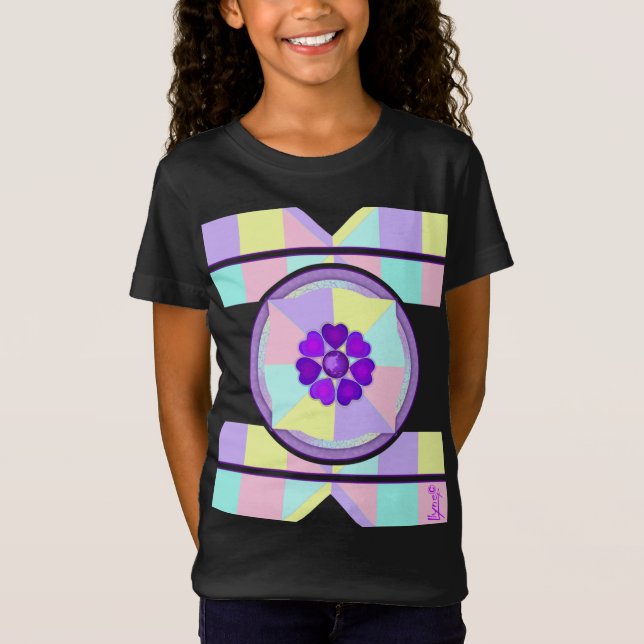 Pastellfarben & lila Herzen schlagen T-Shirt (Vorderseite)