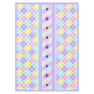 Pastellfarben & lila Herzen schlagen Tischdecke