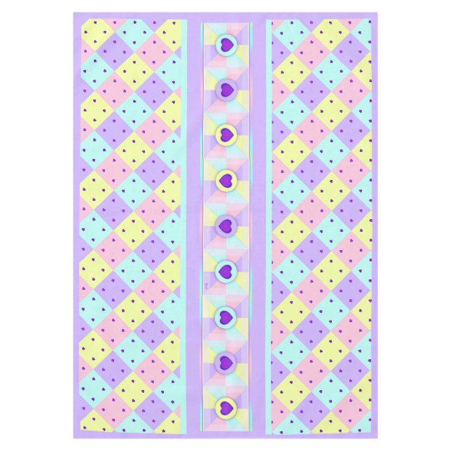 Pastellfarben & lila Herzen schlagen Tischdecke (Vorderseite)