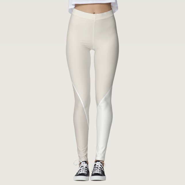 Pastellfarben Moderne Elegant Beige Braun Weiß Leggings (Vorderseite)