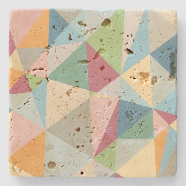 Pastellfarben Modernes Abstraktes geometrisches Mu Steinuntersetzer (Vorderseite)