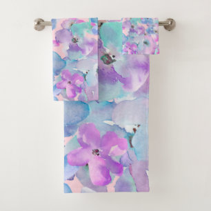 *~* Pastellfarben Muster Blaurosa Blume  Badhandtuch Set