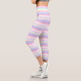 Pastellfarben niedlich gestreift capri leggings