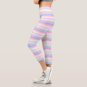 Pastellfarben niedlich gestreift capri leggings