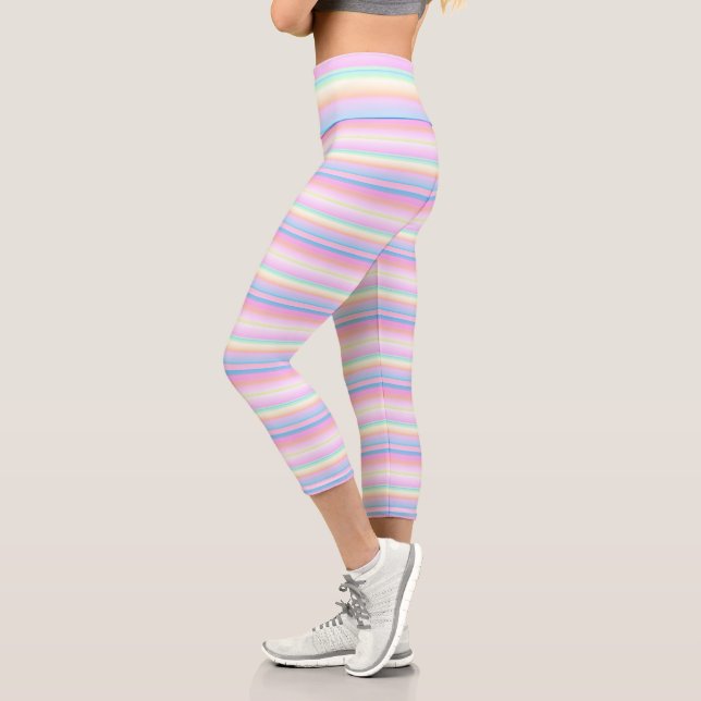 Pastellfarben niedlich gestreift capri leggings (Links)