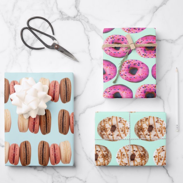 Pastellfarben niedlicher Feinschmecker Geschenkpapier Set (Vorderseite)