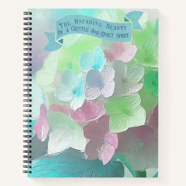 Pastellfarben Orthensia Malte Blume, Bibelverse Notizbuch (Vorderseite)