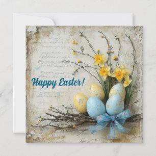 Pastellfarben Ostereier Frühlingsblumen vintage Feiertagskarte