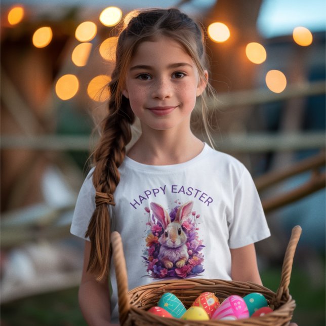 Pastellfarben Ostern Bunny & Blume Individuelle Na T-Shirt (Von Creator hochgeladen)