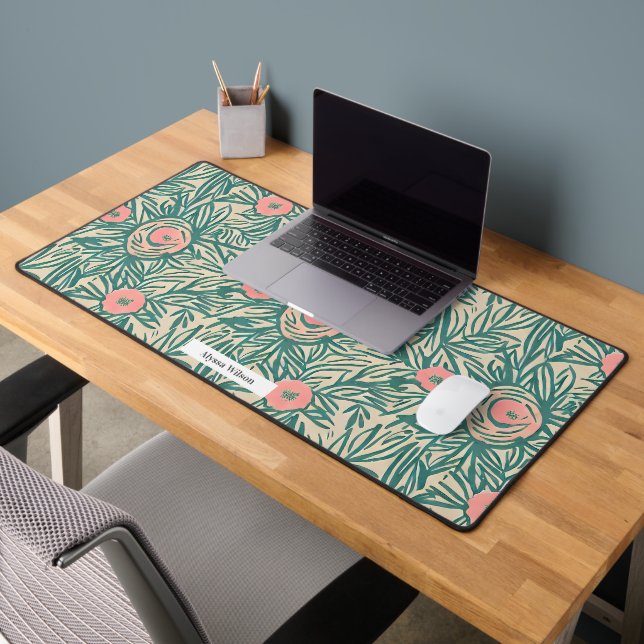Pastellfarben Pink und grünes Blumenmuster Schreibtischunterlage (Büro 2)