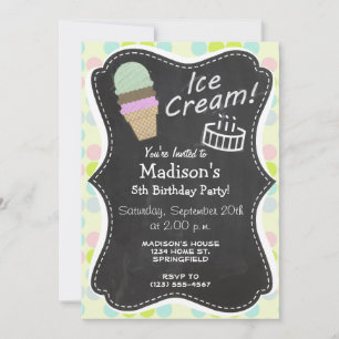 Pastellfarben, Polka-Dot; Eiscreme Einladung