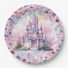 Pastellfarben Rosa Einhorn und Fairy Burg Pappteller