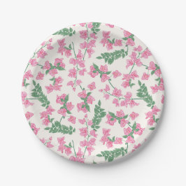 Pastellfarben Rosa und Grüne Küste Florals Pappteller