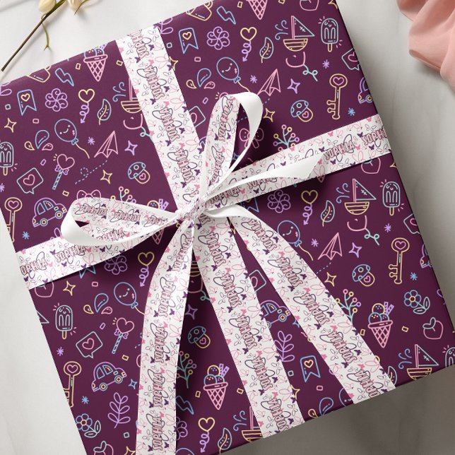 Pastellfarben Schmetterlinge individuelle Name Satinband (Von Creator hochgeladen)