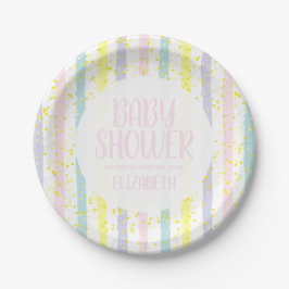 Pastellfarben Streifen Girl Babydusche Pappteller