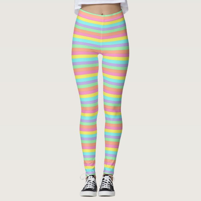 Pastellfarben Streifen Leggings (Vorderseite)