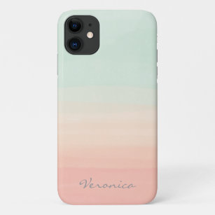 Pastellfarben Streifen Meerglas und Pfirsichname Case-Mate iPhone Hülle