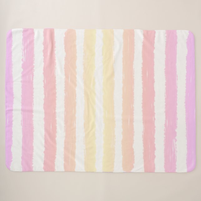 Pastellfarben Streifen Pink Lila Sherpadecke (Vorderseite (Horizontal))