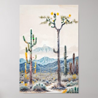 Pastellfarben surreal abstrakte Wüstenkaktus Poster